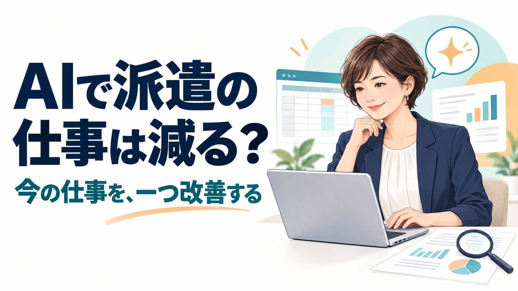 AIで派遣の仕事がどう変わるかを考える事務職の女性